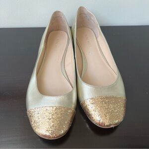 COPY - Pair of Nine West flat evening champagne shoes